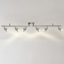 6-Light Track Lighting Kit with Replaceable 6xGU10 LED Bulbs Brushed Nickel