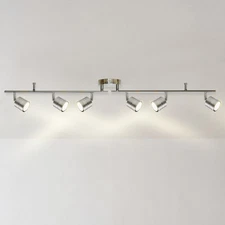 6-Light Track Lighting Kit with Replaceable 6xGU10 LED Bulbs Brushed Nickel