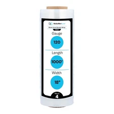4 Rolls 18" x 1000' Stretch Wrap 120 Gauge Clear Hand Cling Shrink Film (Blown)