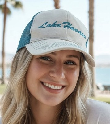 Lake Havasu Embroidered Souvenir Cotton & Mesh Trucker Cap Hat Tropical Trends
