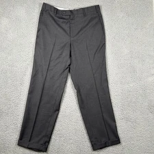 Zanella Devon Pants Mens 34 Gray Wool Dress Trouser Made in Italy Cuffed