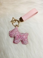 Dog Bag Charm Keychain Purse charm Pink Puppy Bling With Strap Faux Leather New