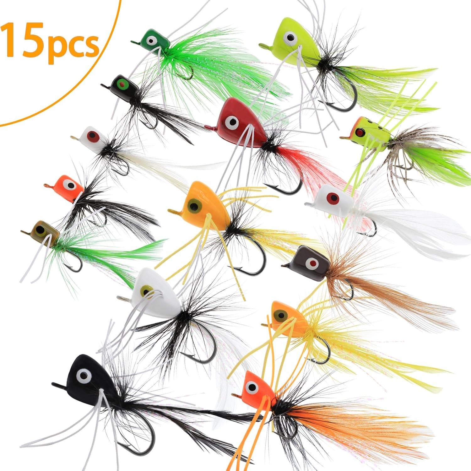 Different size, A:15pcs Fly Fishing Poppers  - Image 2