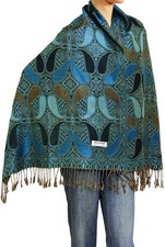 Women's 80"x27" Woven Reversible Paisley Pashmina Shawl Wrap Scarf Elegant