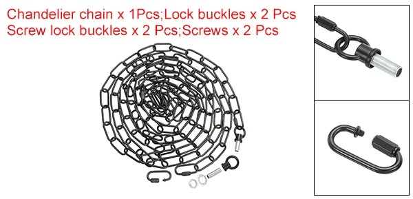 Cadena de iluminación de 15 pies 65 libras para lámpara colgante lámpara lámpara lámpara cadena negra Foto 2 de 4