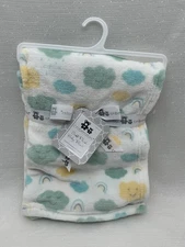 Cribmates Baby Girl Boy Cloud Rainbow Blanket White Green Yellow Blue Lovey NEW