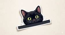 Black Peeking Cat Decal Sticker Phone Laptop