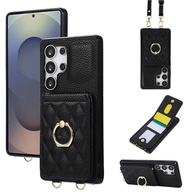 Umhängetasche Leder Ring Flip Wallet Handyhülle für Samsung Galaxy S26 S25 S24 S23