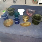 1960s lot of 8 Fenton And Other Glass Top Hat Pressed Blown Glass And Other Item