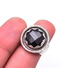 Black Onyx -Brazil Oxidised 925 Sterling Silver Ring s.6 R32, Christmas Gift