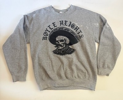 Boyle Heights Skull Light Gray Sweater Adult Size Medium 20x22 Gildan 50/50