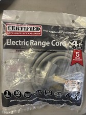 CERTIFIED APPLIANCE 125/250 Volt 4FT ELECTRIC RANGE CORD - 3 WIRE - NEW IN PKG
