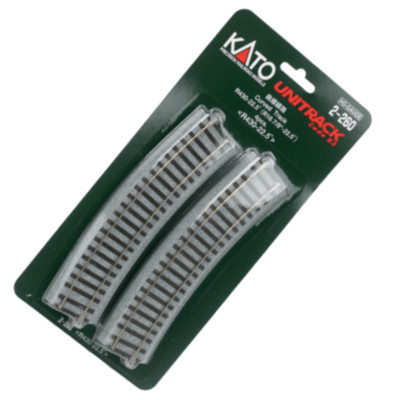 Kato 2-260 HO Scale 430mm (16 7/8'') Radius 22.5º Curve Track UniTrack Set 4 PCS