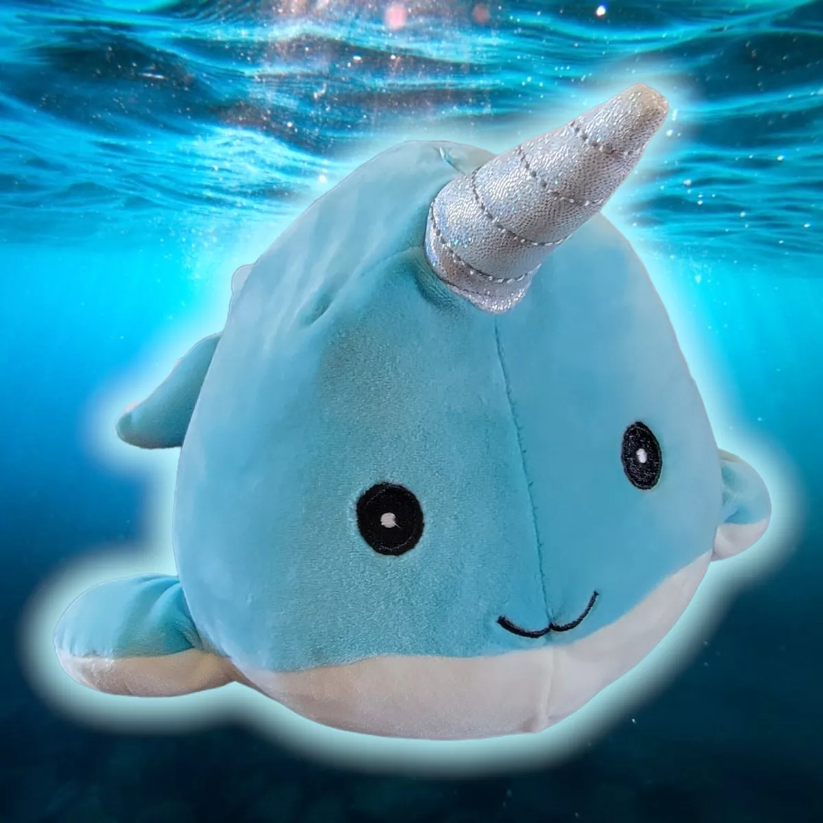 Squishmallows Narwhal Aqua Blue Unicorn Whale Plush 2019 Metallic
