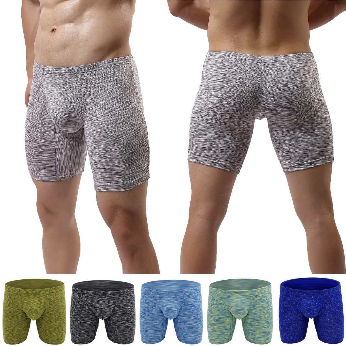 Men s No Ride Up Boxer Briefs Long Leg Underwear Low Rise