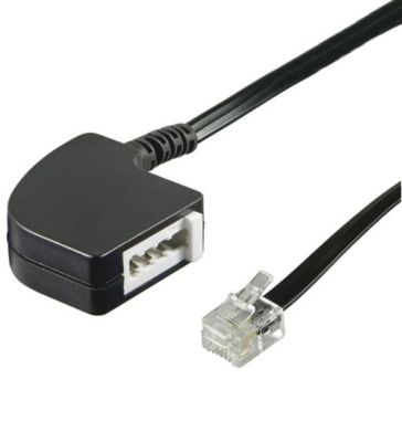 0,2m TAE Adapter RJ11 Stecker auf TAE N Buchse TAE Kupplung Telefon schwarz
