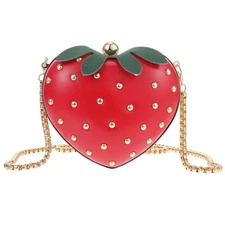Clutch Purse Crossbody Girls Strawberry Shape Bag Decorate Miss