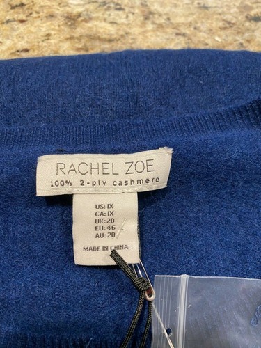Rachel Zoe 100% 2-ply Cashmere 1X women Navy Blue Sweater Button Down New NWT - Picture 4 of 5