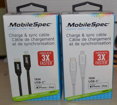 MOBILESPEC 6Ft Lightning to USB-C Cable new MFI-Certified