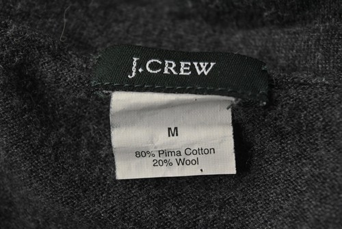 J Crew Womens Sweater Size M Charcoal Gray Cardigan 3/4 Sleeve Cotton V-Neck - 第 4/4 張圖片