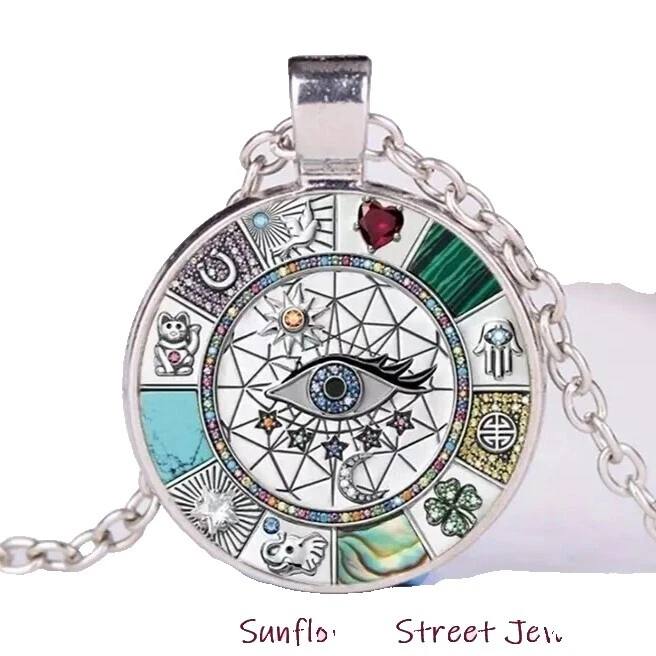 Cristal Plateado Plata suerte Collares y colgantes De moda