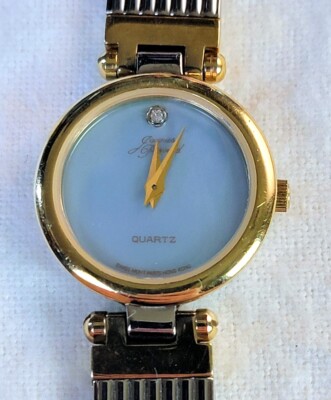 Jacques Prevard Women's Watch Gold 6 jewel 1 Diamond Blue Face New Batt X Links