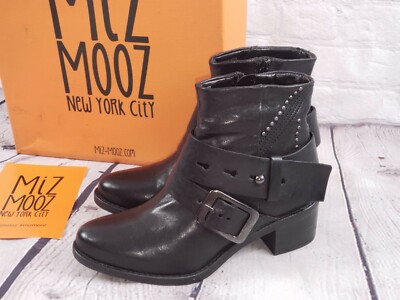 Miz Mooz - Leather Ankle Boots w/ Stud Details Faithful - Black EU