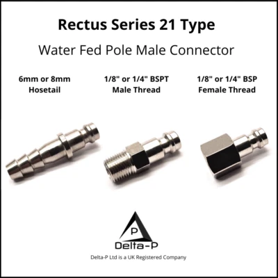 DELTA-P LTD Water Fed Pole Systems Series 21 Window Cleaning Male Quick Microbore Coupler