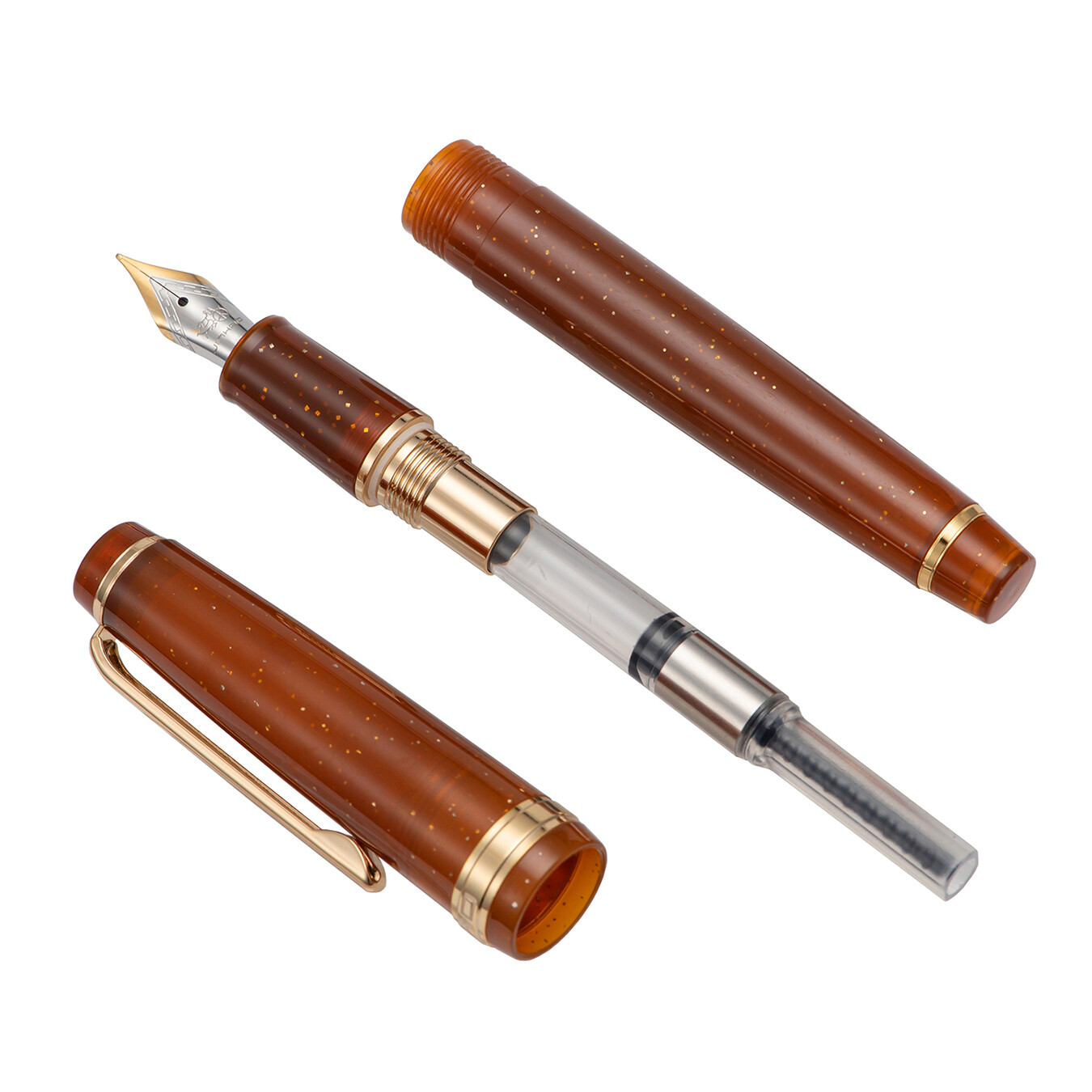 2PCS Jinhao 82 Resin Fountain Pen EF&F Nib , Transparent Brown Pot & Golden Clip eBay
