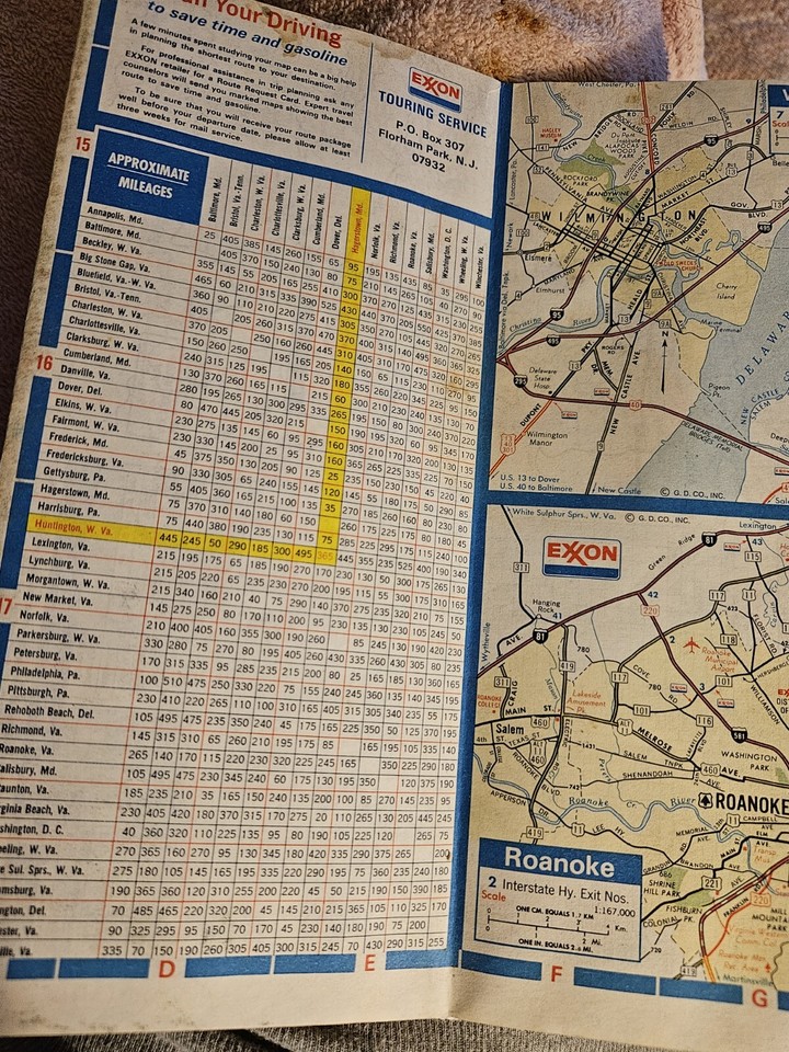 Roadmap 1978 Delaware, Maryland, Virginia, West Virginia Exxon eBay