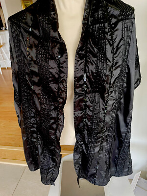 ECHO  Black Evening Shawl/ Scarf with Sequins 19x37 inches  NWT