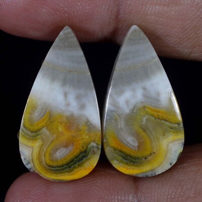 (14X27X4 MM) 34.70 Cts. NATURAL BUMBLE BEE JASPER MATCHED PAIR CABOCHON GEMSTONE