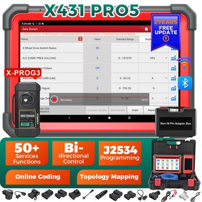LAUNCH X431 PRO5 PAD V + Car Diagnostic Scanner IMMO Key Programming Coding Tool
