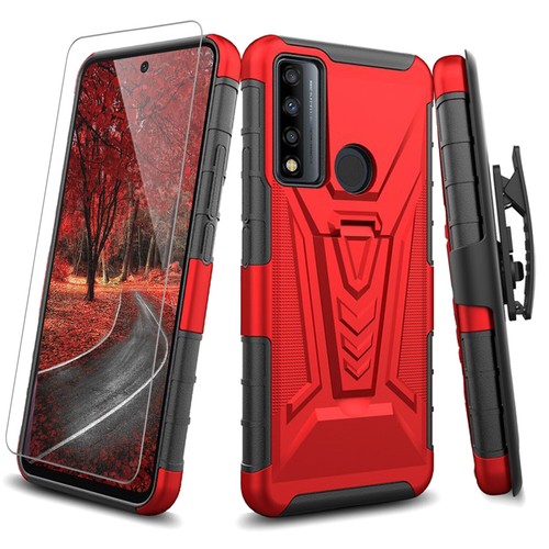 Fondina custodia telefono per TCL 30 V 5G resistente clip da cintura + vetro temperato - Foto 14 di 17