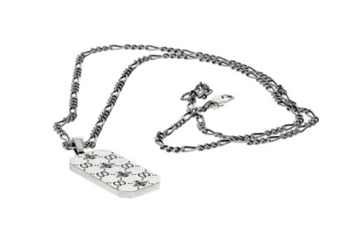 Gucci【☆ GG & Bee Silver Engraved Pendant Necklace】 GUCCI Sterling Silver GG Signature Bee Necklace