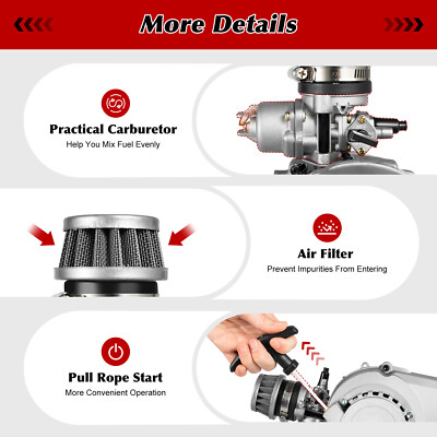 2 Takt 49cc Pull Start Mini Motor Kit +Kraftstofftank Für  Pocket Quad Dirt Bike