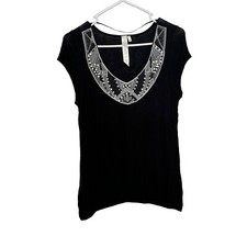 Top Live and Let Live tejido negro con hilo plateado en escote mujer talla M