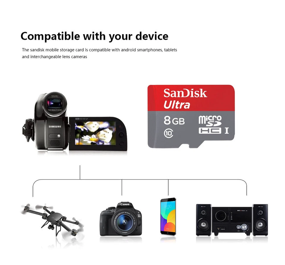 8G SanDisk Micro SD TF Memory Card 8GB Flash Memory Card Mini SDHC SDXC Adapter - Image 3 of 3