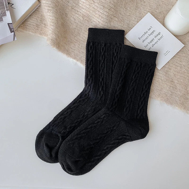 5 Pairs of wool socks women's winter mid-tube socks thick warm solid color socks - Image 2 of 4