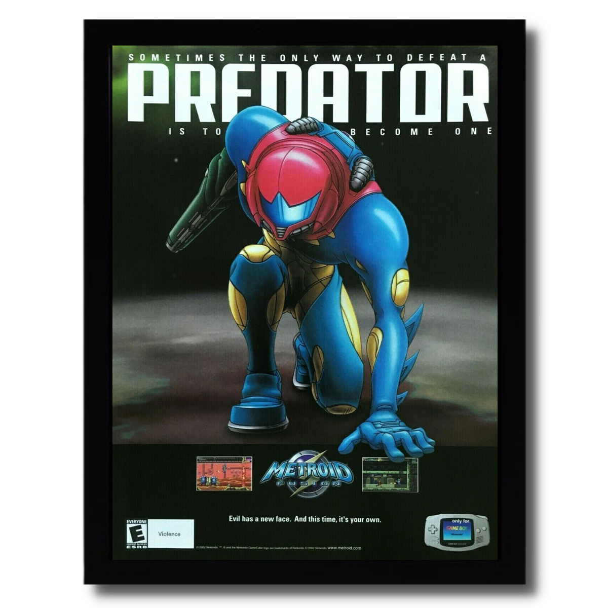 Metroid Fusion Framed Print Ad/Poster GBA Samus Aran Official