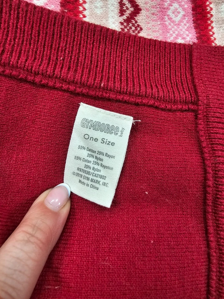 Gymboree Baby Girl Holiday Shop Red & Pink Knit Baby Blanket - Image 3 of 4