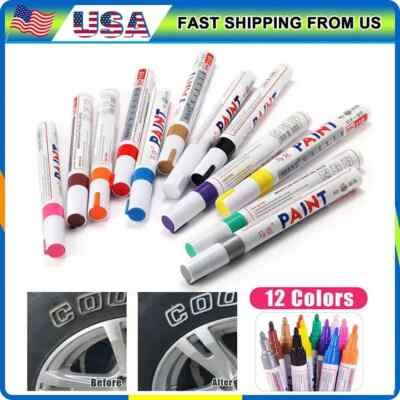 12Pcs Waterproof Permanent Paint Marker Pen For Car Tyre Tire Tread Rubber Meta*