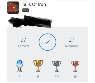 Tails of Iron PS4 OR PS5 Platinum Trophy Service (NO GAME)