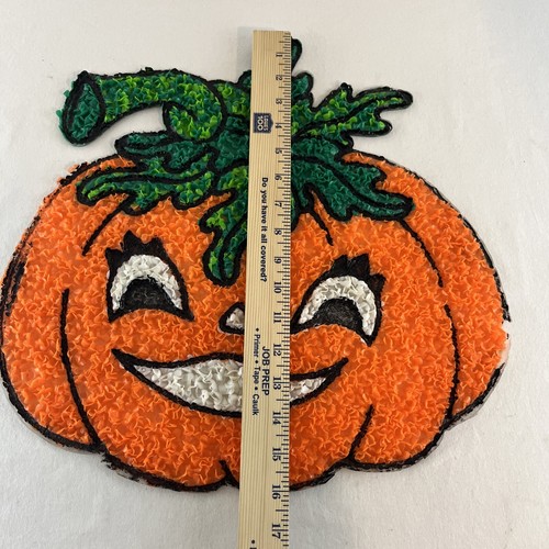 Melted Plastic Popcorn Halloween Pumpkin Retro Decoration Vintage 16x16 inches - Picture 4 of 14
