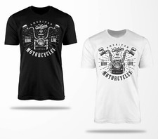 Biker T-Shirt B0267 Chopper Bobber Oldschool Motorrad T-Shirt Benzin im Blut