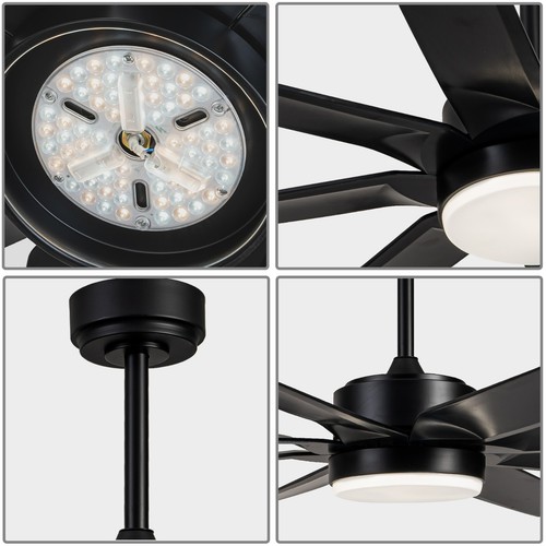 72 in Black Morden 8 Blades Large Ceiling Fan with 3CCT LED Light Kit and Remote - Picture 6 of 9
