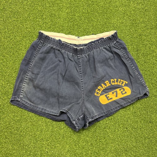 VTG Champion Gym Pants Shorts Cedar Cliff HS Phys Ed 1950s USA Sz M (32-34) Navy