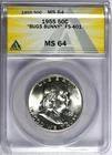 1955 ANACS MS64 "Bugs Bunny" FS-401 Franklin Half