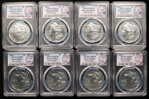 8-Coin Set 2024 Morgan & Peace Dollars PCGS MS70 First Strike (#SLC00228)
