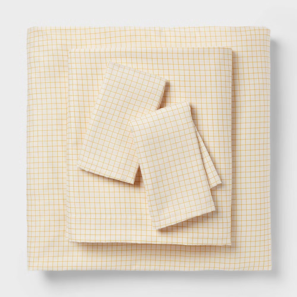 Full Cotton Blend Sateen Sheet Set Yellow Micro Grid - Room Essentials 2690₽